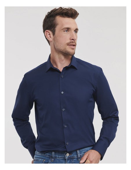 RUS-0R960M0-Men's Long Sleeve Fitted Ultimate Stretch Shirt 2